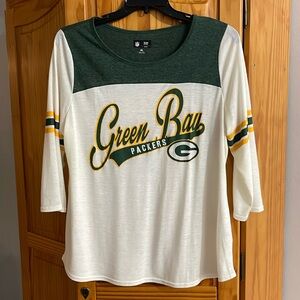 NFL WOMENS GREEN BAY PACKER XL TEE 3/4 SLEEVE TEAM LIGHTWEIGHT COTTON BLEND